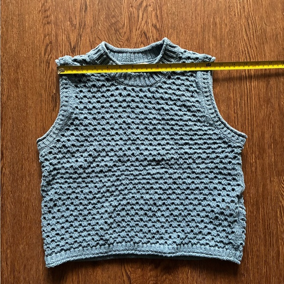 Madewell Open-Stitch Cotton Crop Sweater Vest in Robin Egg (Blue) - Size M - Picture 11 of 11